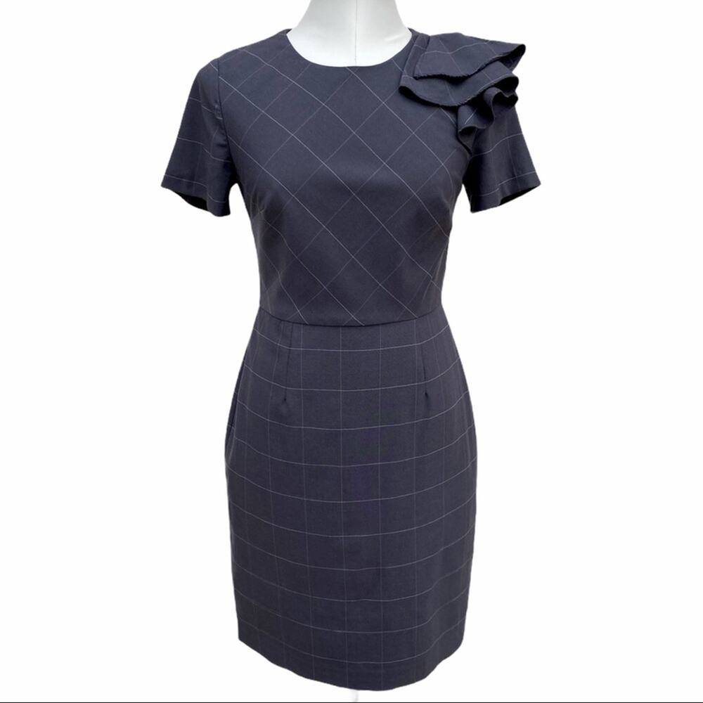 Banana Republic Windowpane Ruffle Shoulder Dress - Picture 12 of 12